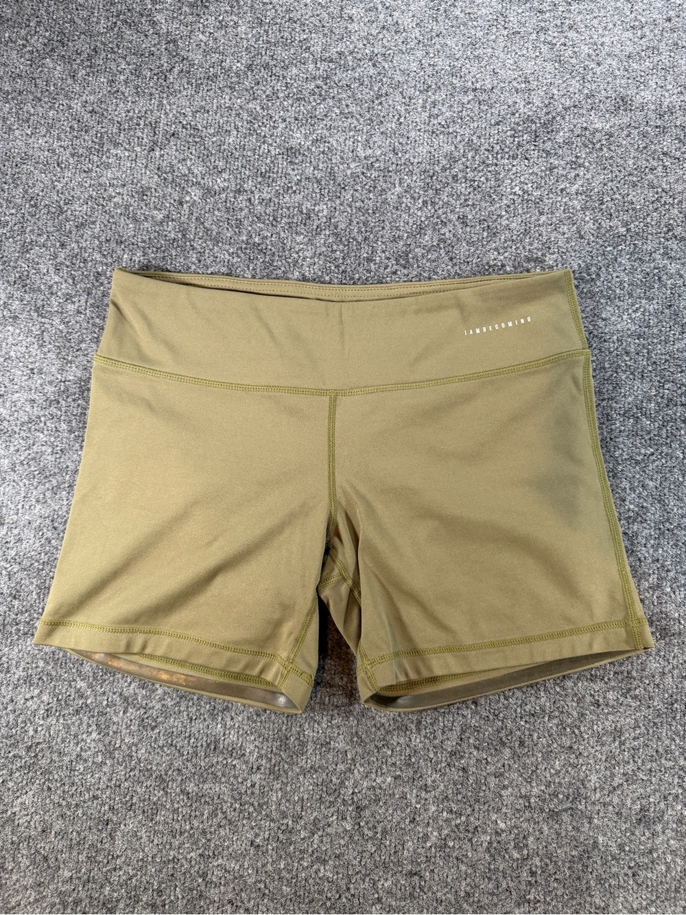 IAB IAMBECOMING Womans High-Rise Olive Athletic Shorts Sz 8 M